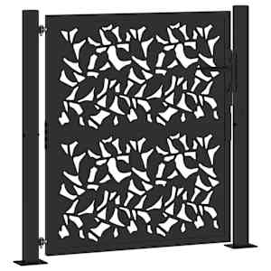 Zahradní brána černá 100 x 100 cm ocelový design křídla - obrázek 2