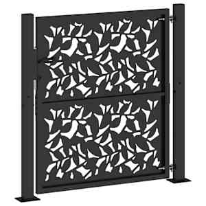 Zahradní brána černá 100 x 100 cm ocelový design křídla - obrázek 6