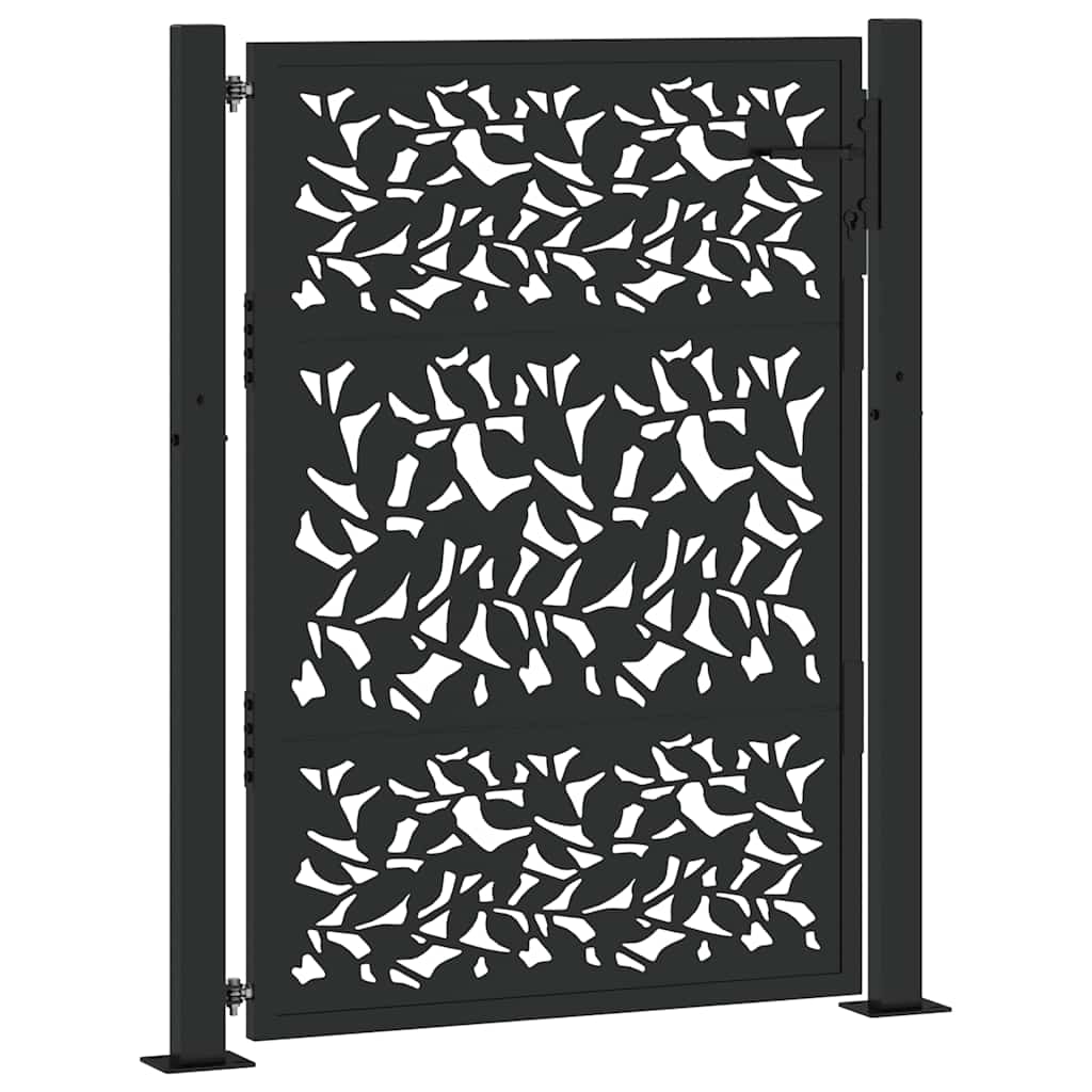 vidaXL Zahradní brána černá 100 x 125 cm ocelový design křídla