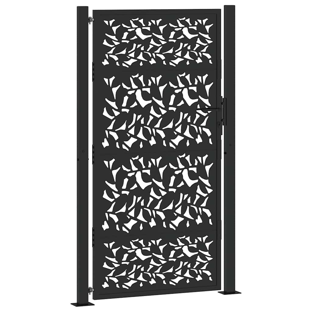vidaXL Zahradní brána černá 100 x 175 cm ocelový design křídla