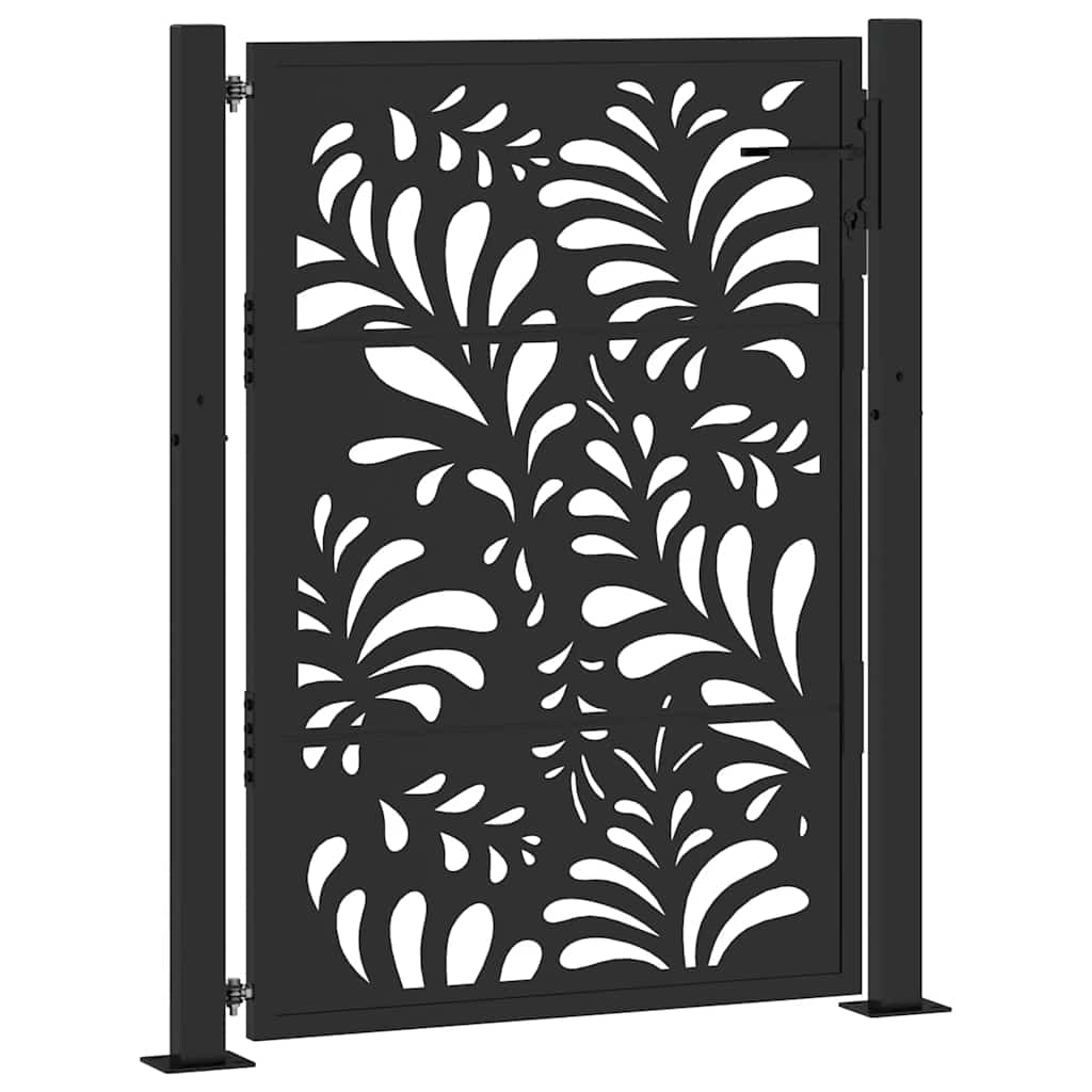 vidaXL Garden Gate Čierna 105x130 cm oceľové vlnité prevedenie