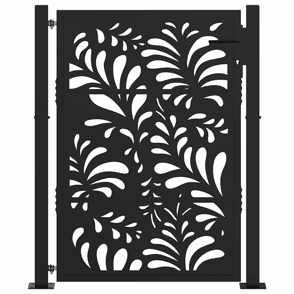 vidaXL Kerti kapu Fekete 105x130 cm Acél hullámos kialakítású