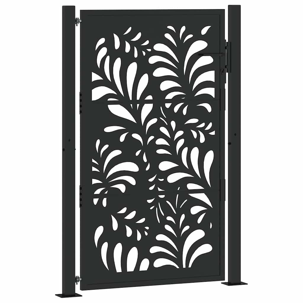 vidaXL Garden Gate Čierna 105x155 cm oceľové vlnité prevedenie