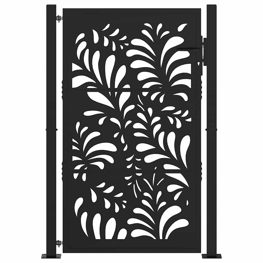 vidaXL Poort met golfontwerp 105x155 cm staal zwart afbeelding