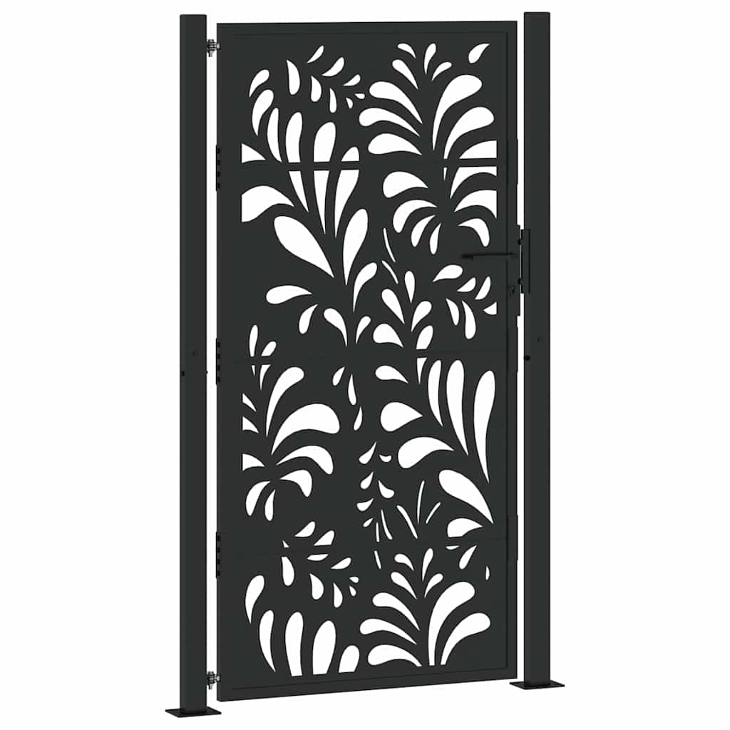 vidaXL Garden Gate Čierna 105x180 cm oceľové vlnité prevedenie