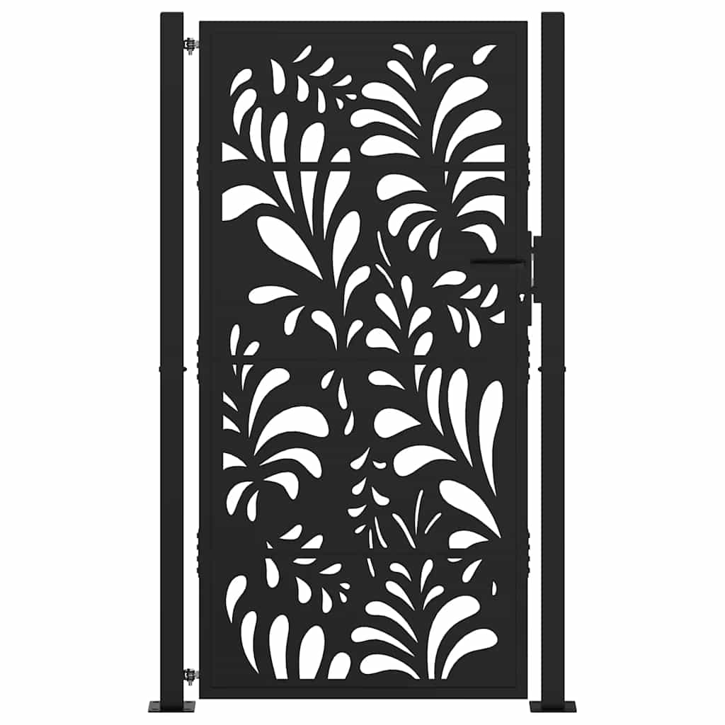 vidaXL Poort met golfontwerp 105x180 cm staal zwart afbeelding