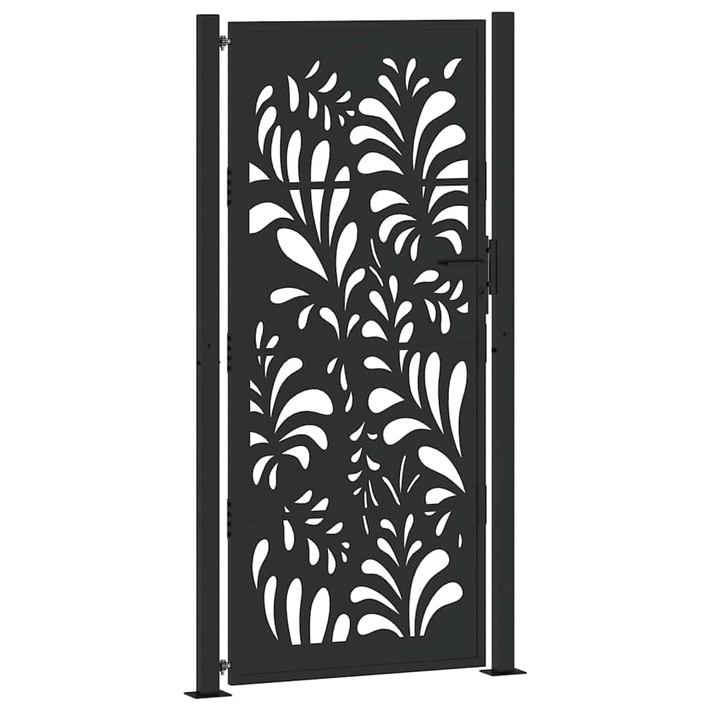 Thumbnail - vidaXL Gartentor Schwarz 105x205 cm Stahl Wellen-Design
