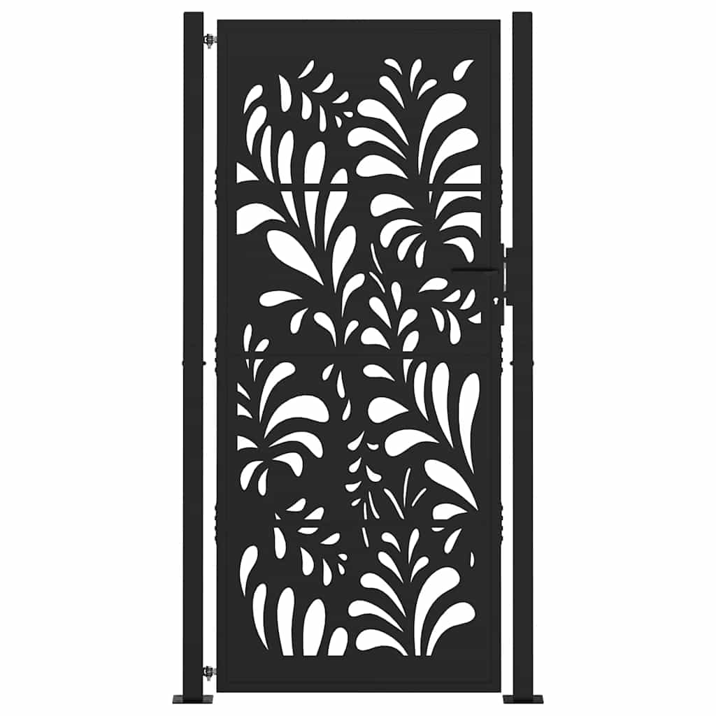 vidaXL Poort met golfontwerp 105x205 cm staal zwart afbeelding