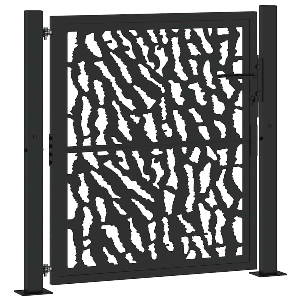 vidaXL Zahradní branka černá 100 x 100 cm ocelový design s kolejnicemi