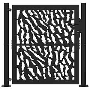 Zahradní branka černá 100 x 100 cm ocelový design s kolejnicemi - obrázek 3