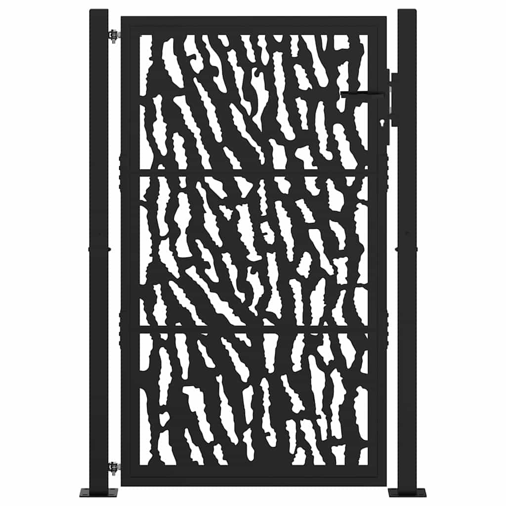 vidaXL Poartă de grădină neagră 105x155 cm Design cu urme de oțel