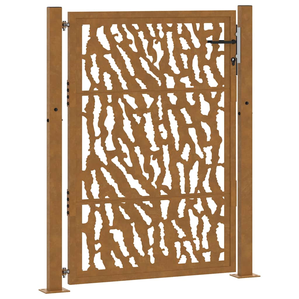 vidaXL Zahradní brána 105 x 130 cm z povětrnostních vlivů ocelová s kolejnicovým vzorem