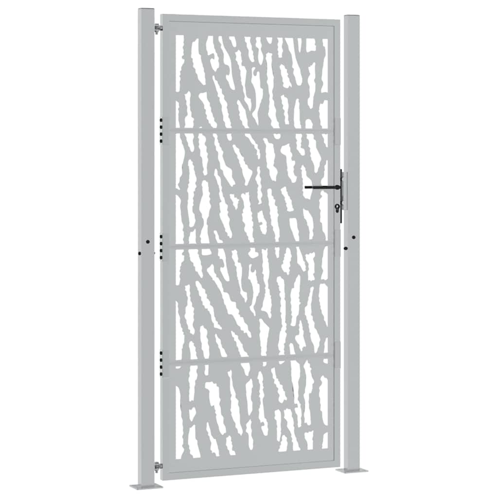 vidaXL Poort met sporenontwerp 105x205 cm weervast staal afbeelding