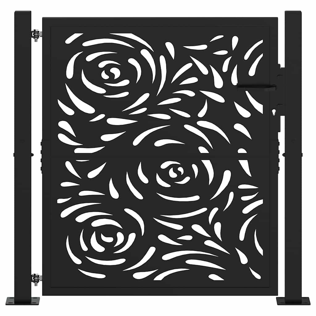 vidaXL Poort met vlamontwerp 105x106 cm staal zwart afbeelding