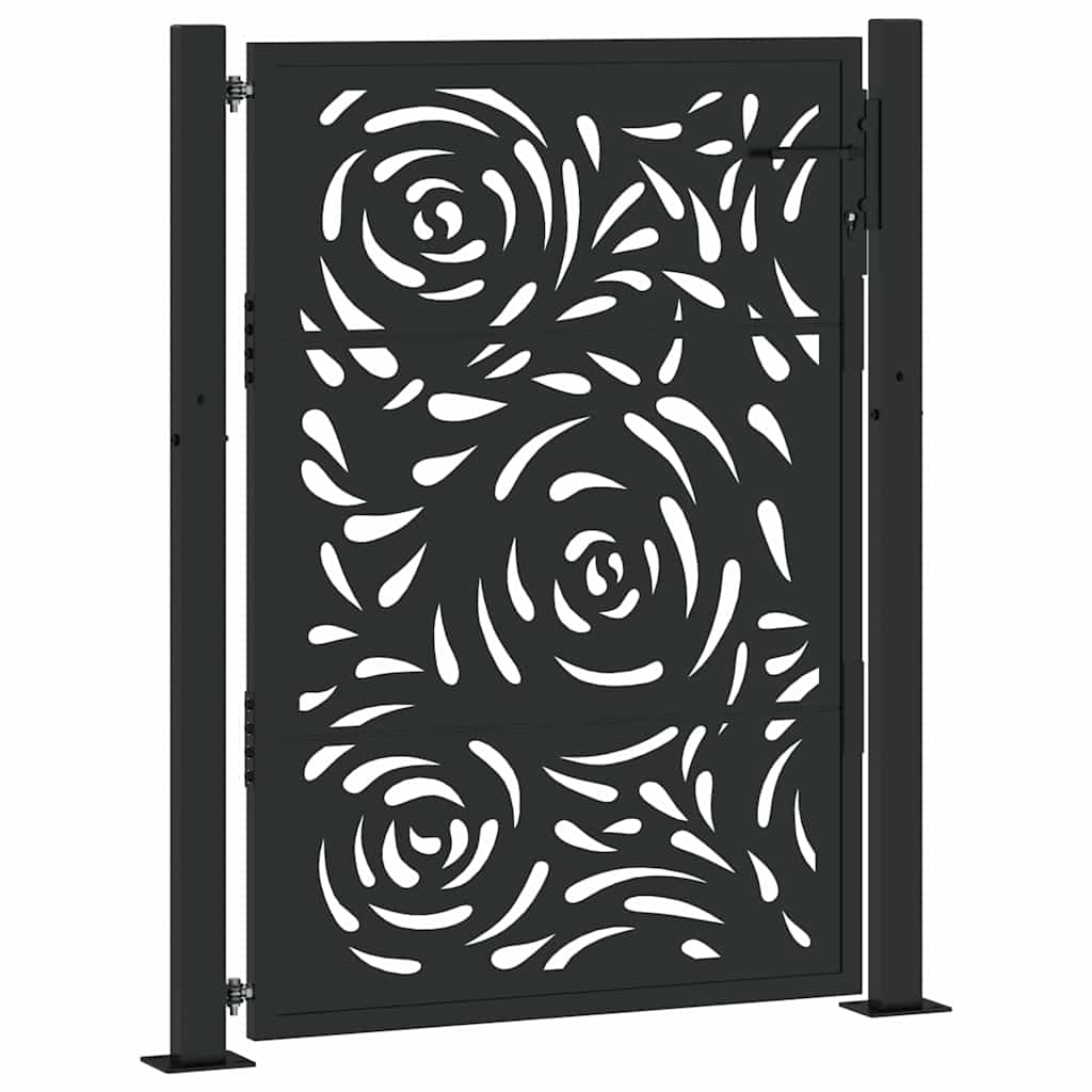 Thumbnail - vidaXL Gartentor Schwarz 105x130 cm Stahl Flammen-Design
