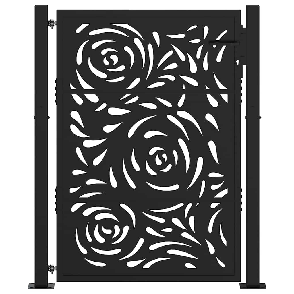vidaXL Poort met vlamontwerp 105x130 cm staal zwart afbeelding