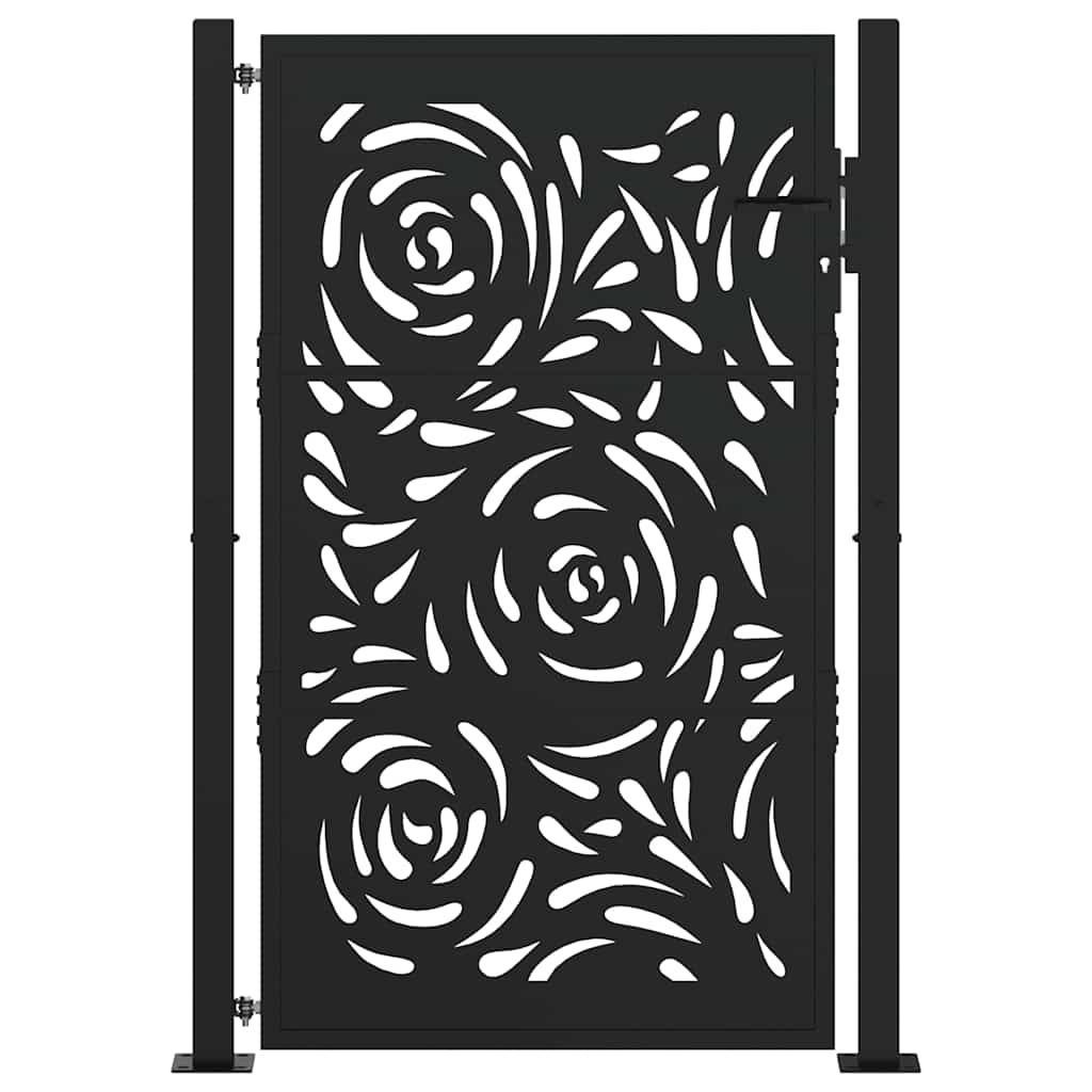 vidaXL Kerti kapu Fekete 105x155 cm Acél Lángos Design