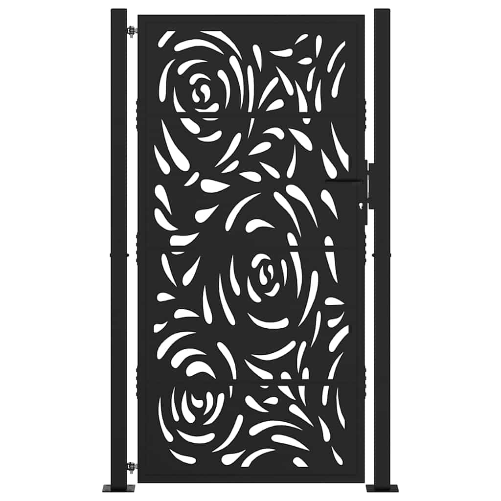 vidaXL Poort met vlamontwerp 105x180 cm staal zwart afbeelding