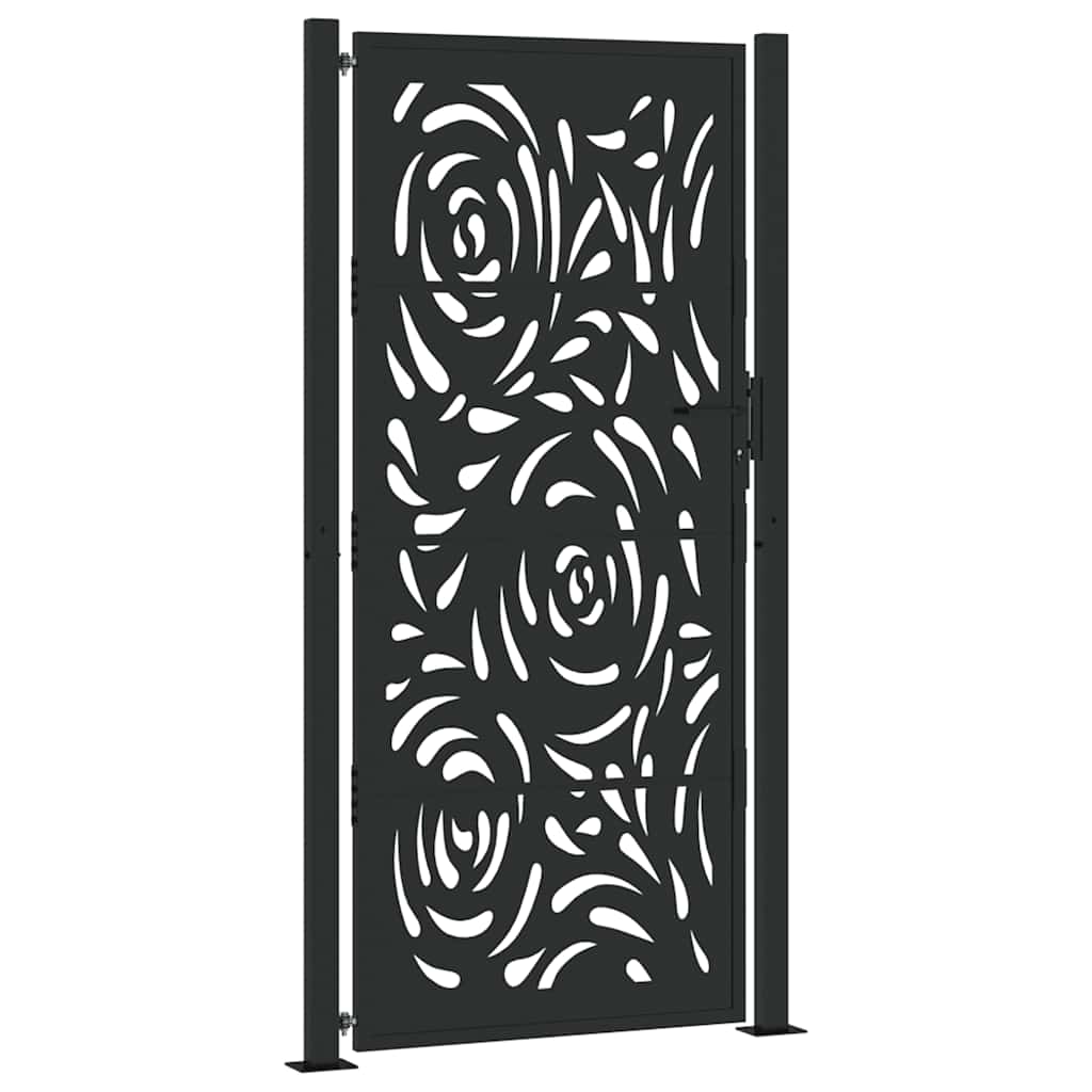 vidaXL Záhradná brána čierna 100x200 cm oceľový dizajn plameňa