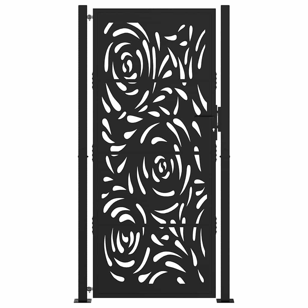 vidaXL Poort met vlamontwerp 105x205 cm staal zwart afbeelding
