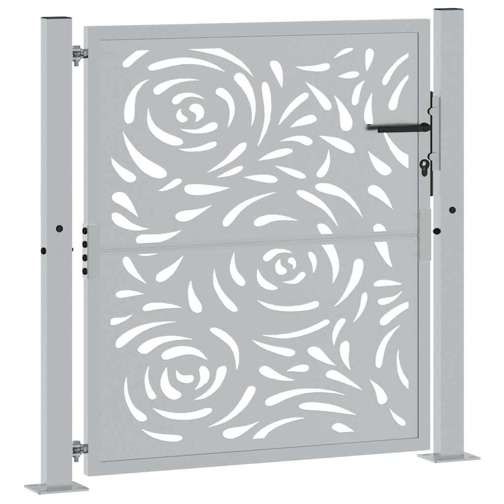 vidaXL Poort met vlamontwerp 105x105 cm weervast staal afbeelding