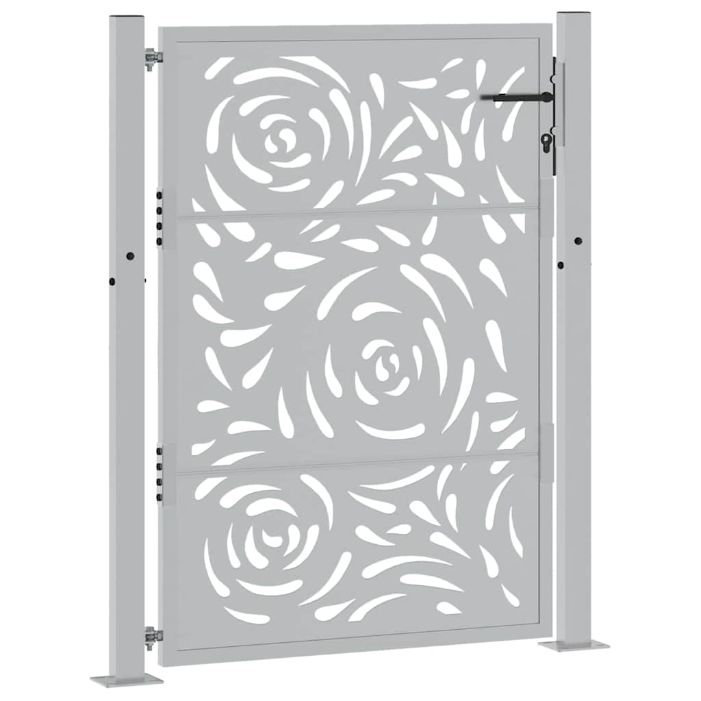 vidaXL Poort met vlamontwerp 105x130 cm weervast staal afbeelding