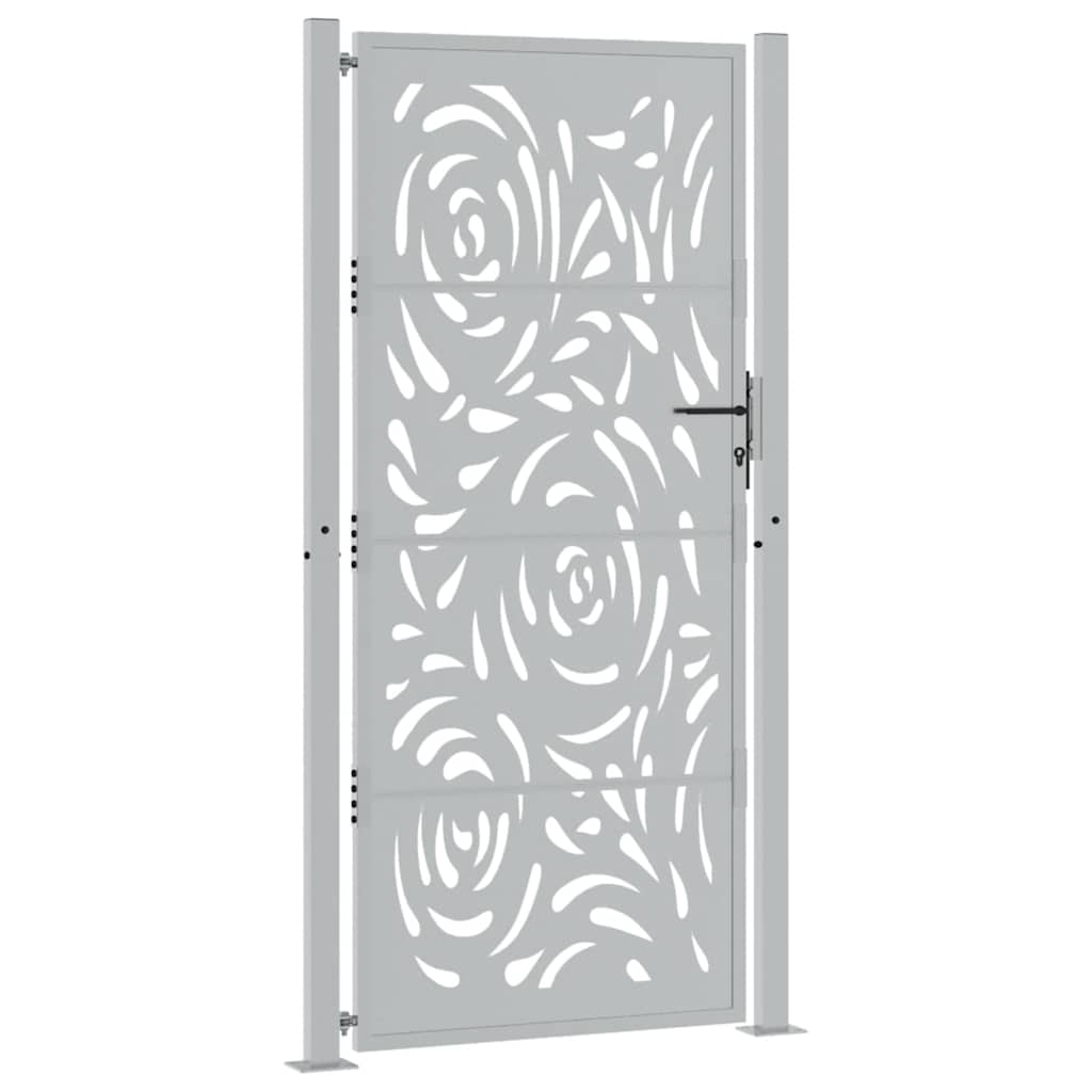 vidaXL Poort met vlamontwerp 105x205 cm weervast staal afbeelding