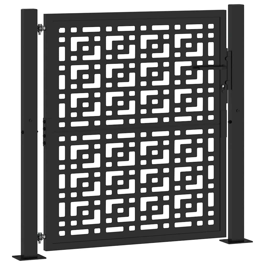 vidaXL Garden Gate Black 105x106 cm Oceľový kríž Design