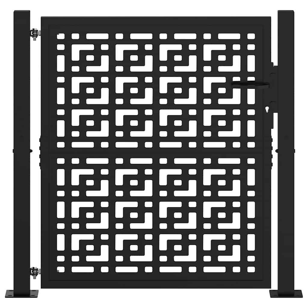 vidaXL Poort met kruisontwerp 105x106 cm staal zwart afbeelding