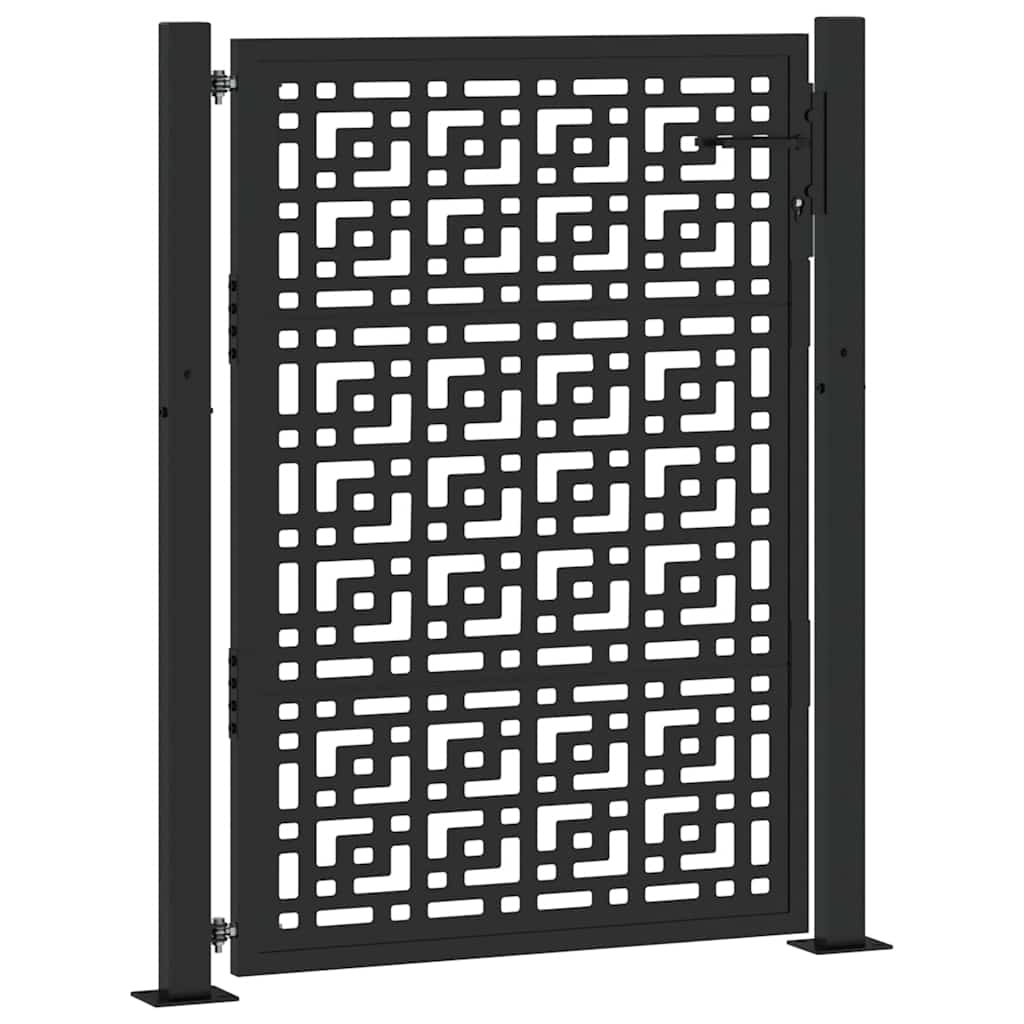 vidaXL Zahradní branka černá 100 x 125 cm ocelová s křížovým designem