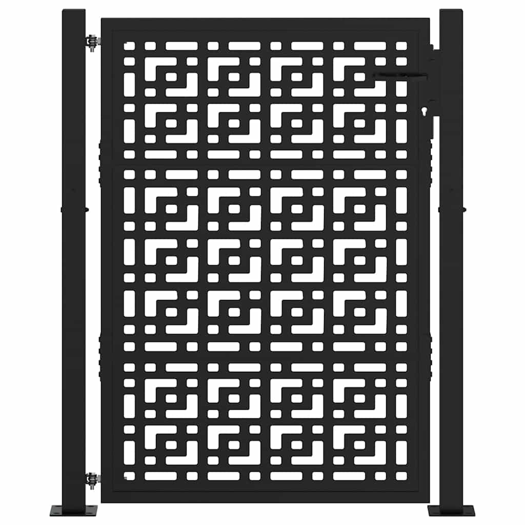 vidaXL Poort met kruisontwerp 105x130 cm staal zwart afbeelding
