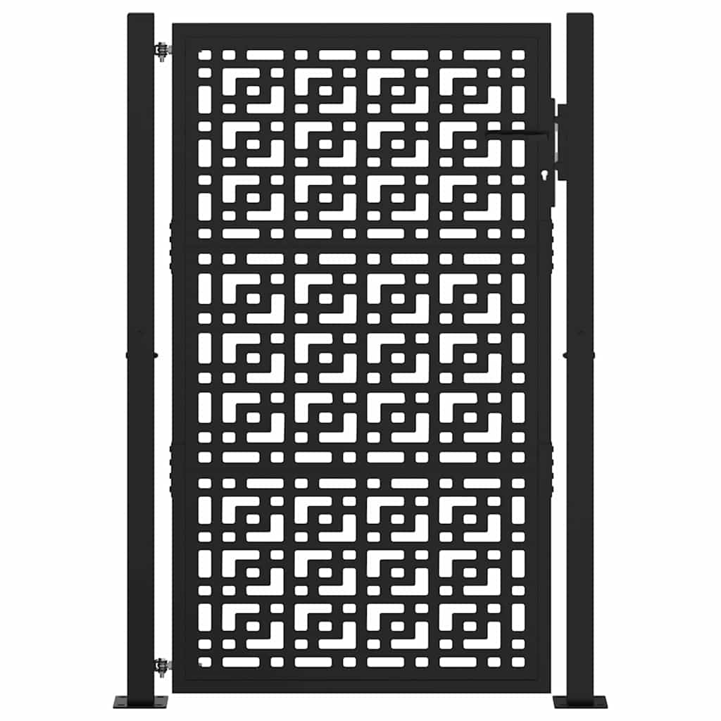 vidaXL Poort met kruisontwerp 105x155 cm staal zwart afbeelding