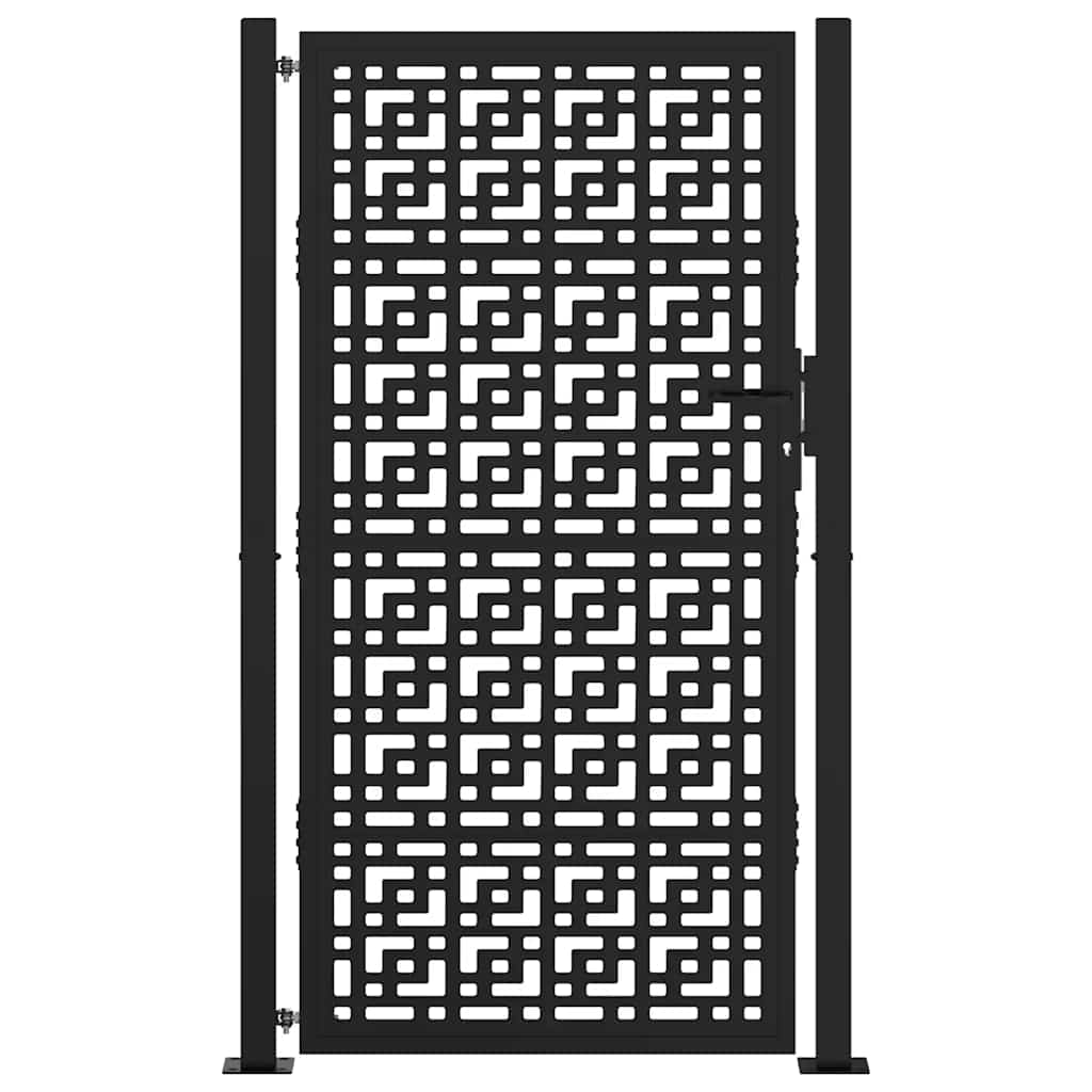 vidaXL Poarta de gradina neagra 105x180 cm Design cruce de otel