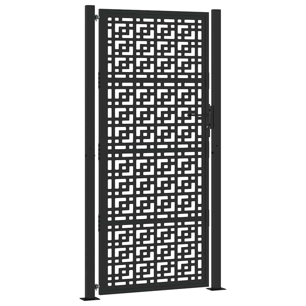 vidaXL ZahradnĂ­ branka ÄŤernĂˇ 105x205 cm ocel design stopovĂ˝