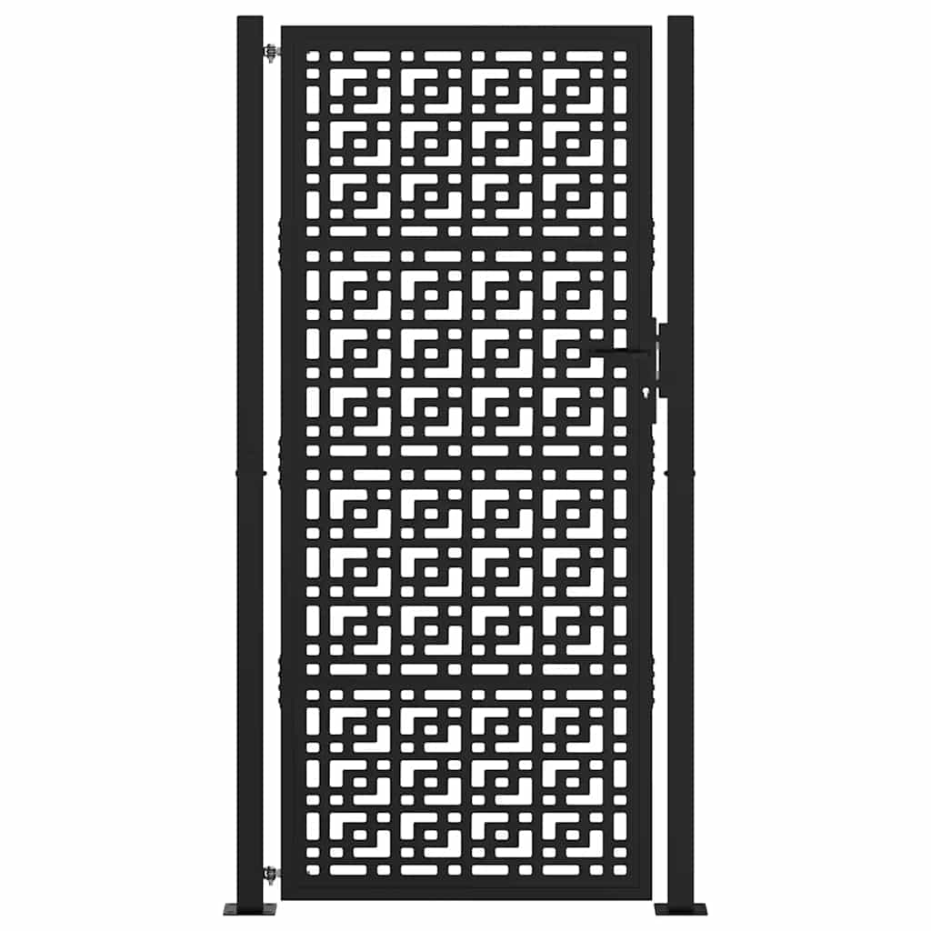 vidaXL Poort met kruisontwerp 105x205 cm staal zwart afbeelding