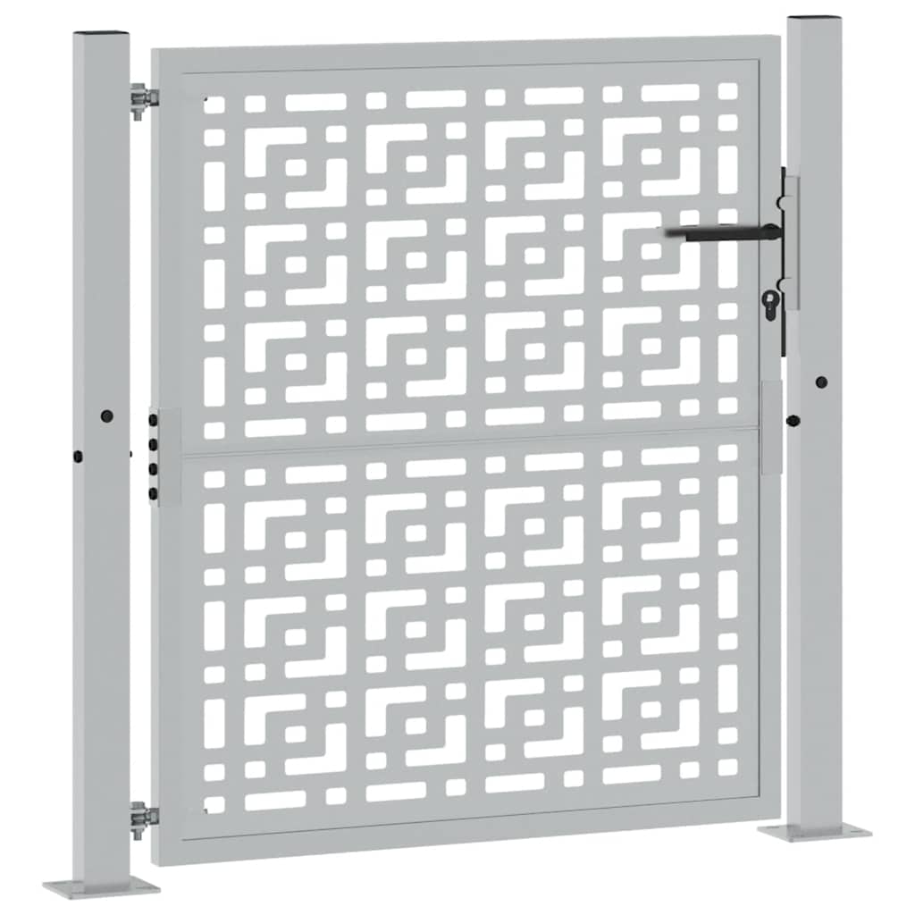 vidaXL Poort met kruisontwerp 105x105 cm weervast staal afbeelding