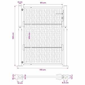 Zahradní brána 100 x 125 cm odolná ocel s křížovým designem - obrázek 11