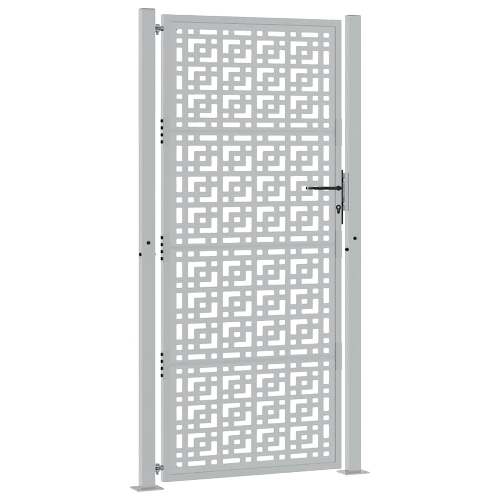 vidaXL Poort met kruisontwerp 105x205 cm weervast staal afbeelding