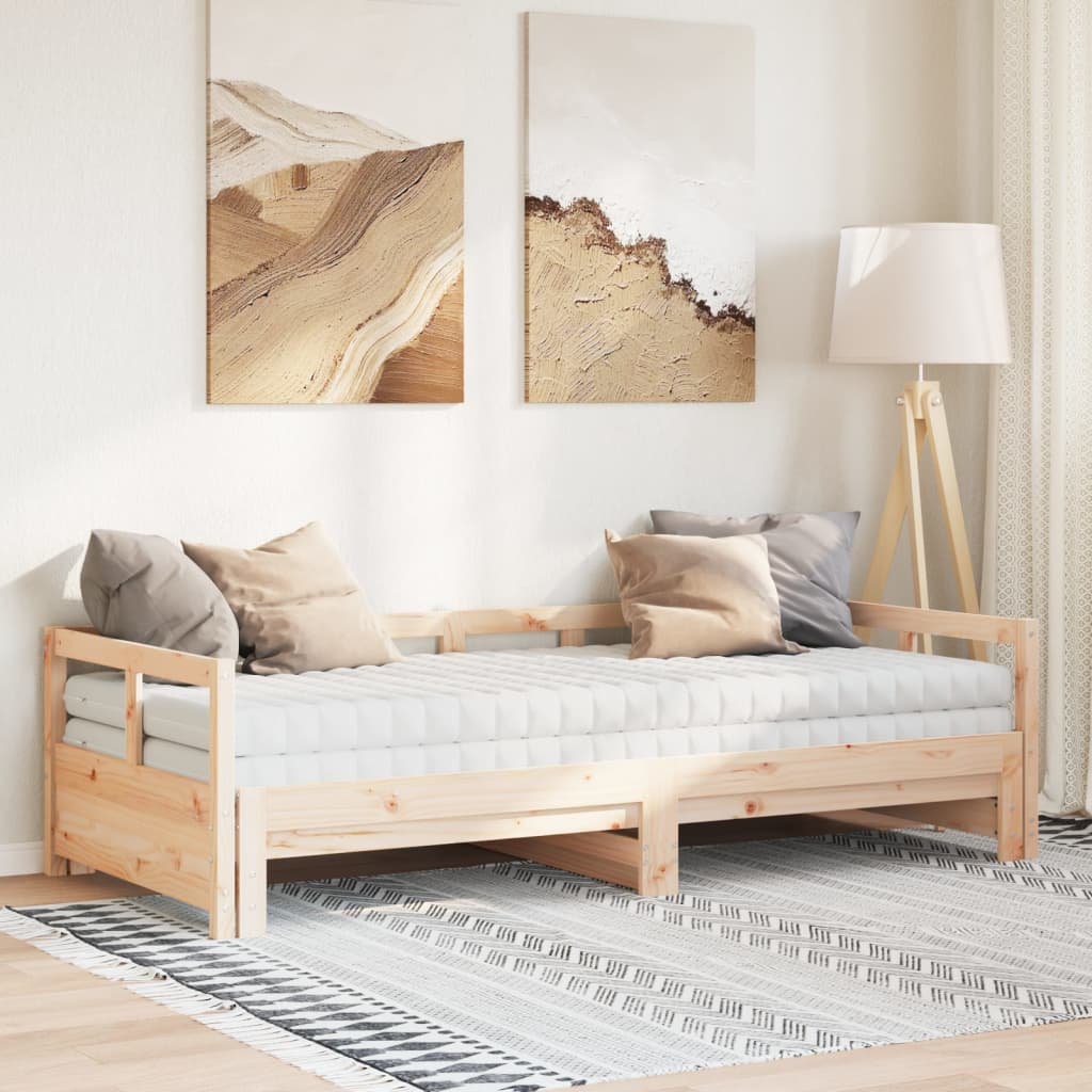 Thumbnail - vidaXL Tagesbett Ausziehbar mit Matratzen 80x200 cm Massivholz Kiefer