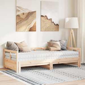 Válenda s přistýlkou a matracemi 80 x 200 cm masivní borovice - obrázek 3
