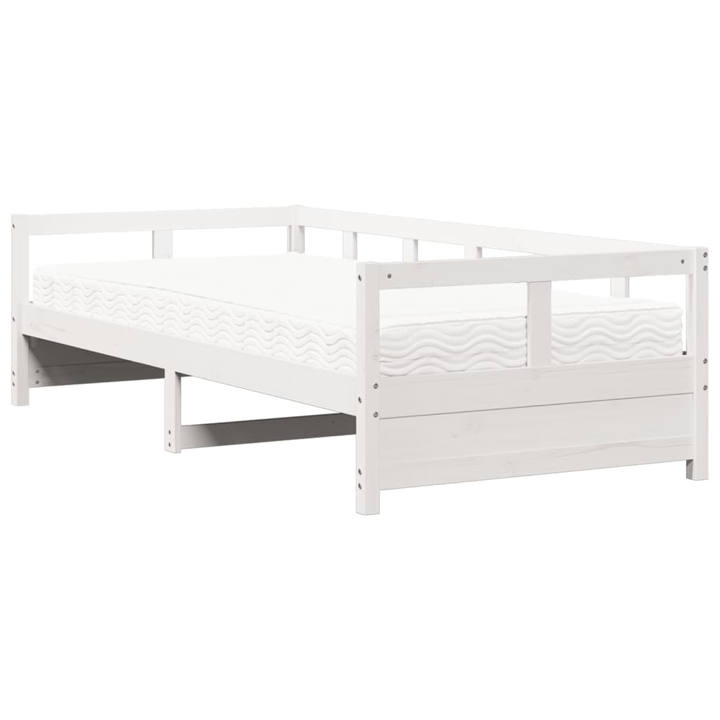 vidaXL Slaapbank met matras 80x200 cm massief grenenhout wit, foto 3