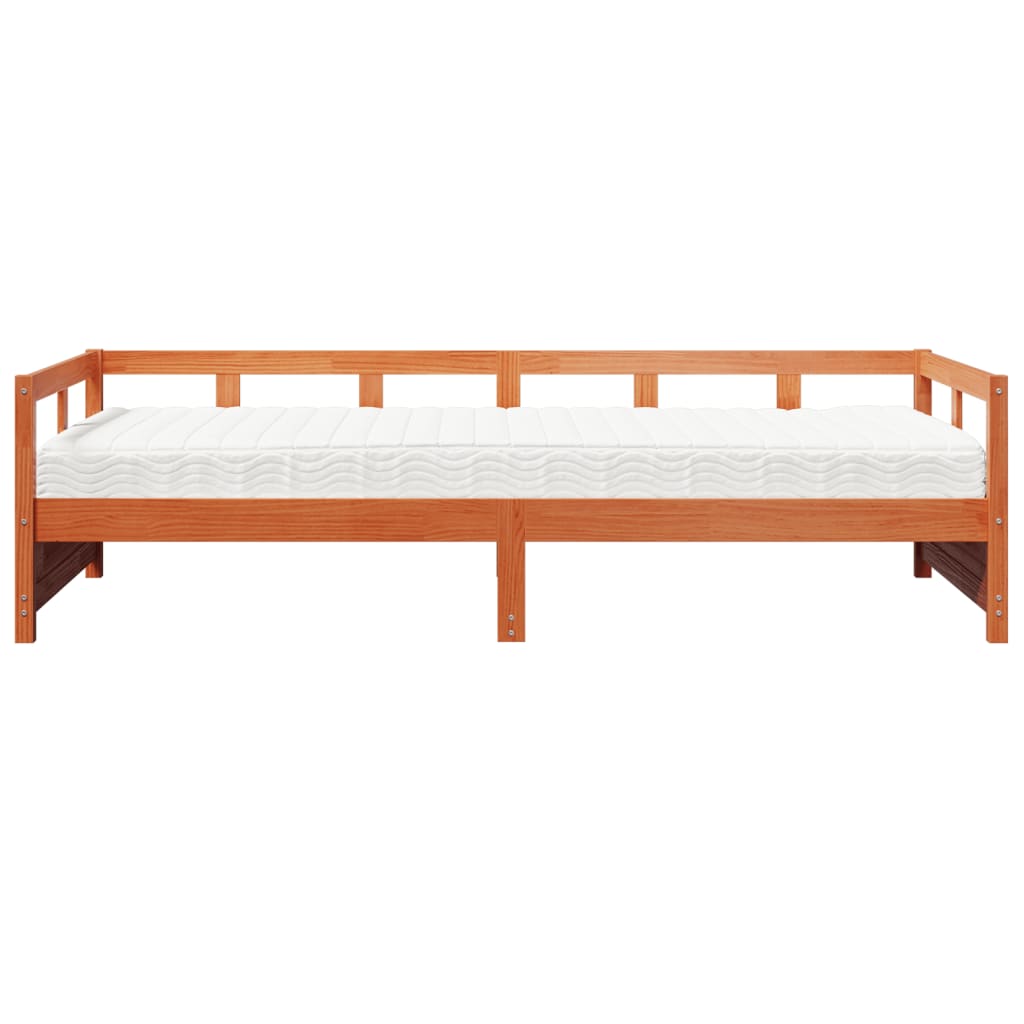 vidaXL Slaapbank met matras 80x200 cm massief grenenhout wasbruin afbeelding