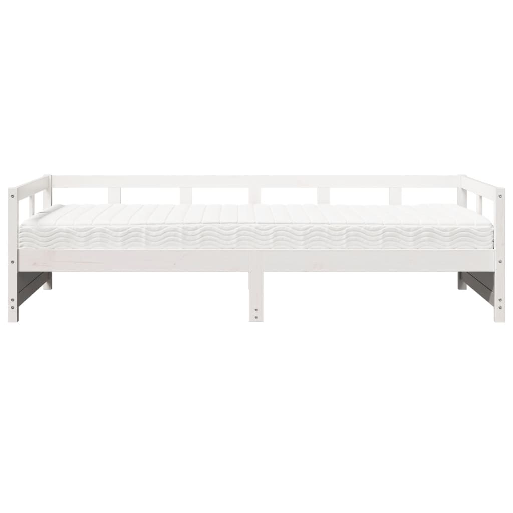 vidaXL Slaapbank met matras 90x200 cm massief grenenhout wit, foto 2
