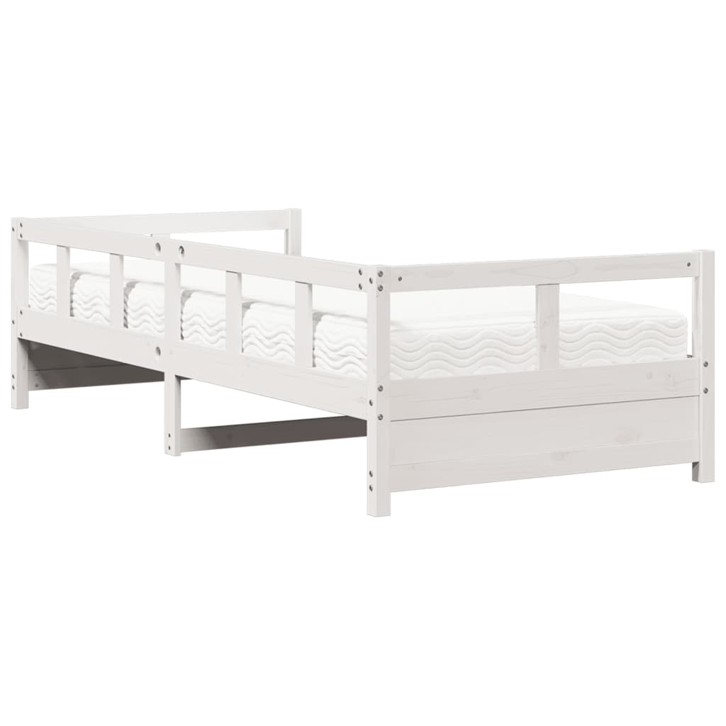 vidaXL Slaapbank met matras 90x200 cm massief grenenhout wit, foto 4