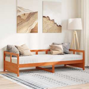 Válenda s matrací voskově hnědá 90 x 200 cm masivní borovice