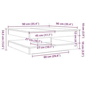 Konferenční stolek otočný o 360º bílý 90x90x34,5 cm - obrázek 10