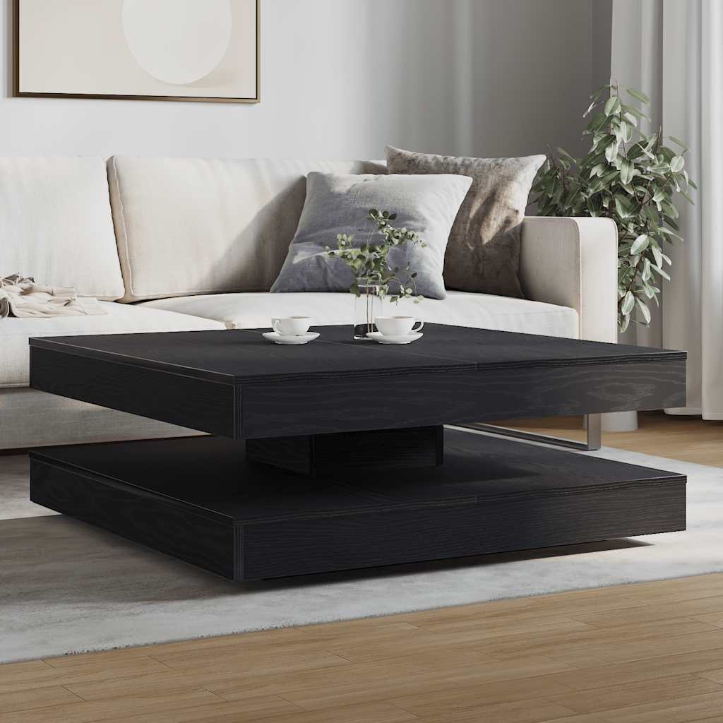 vidaXL konferenčný stolík otočný o 360 stupňov dub čierny 90x90x34,5cm
