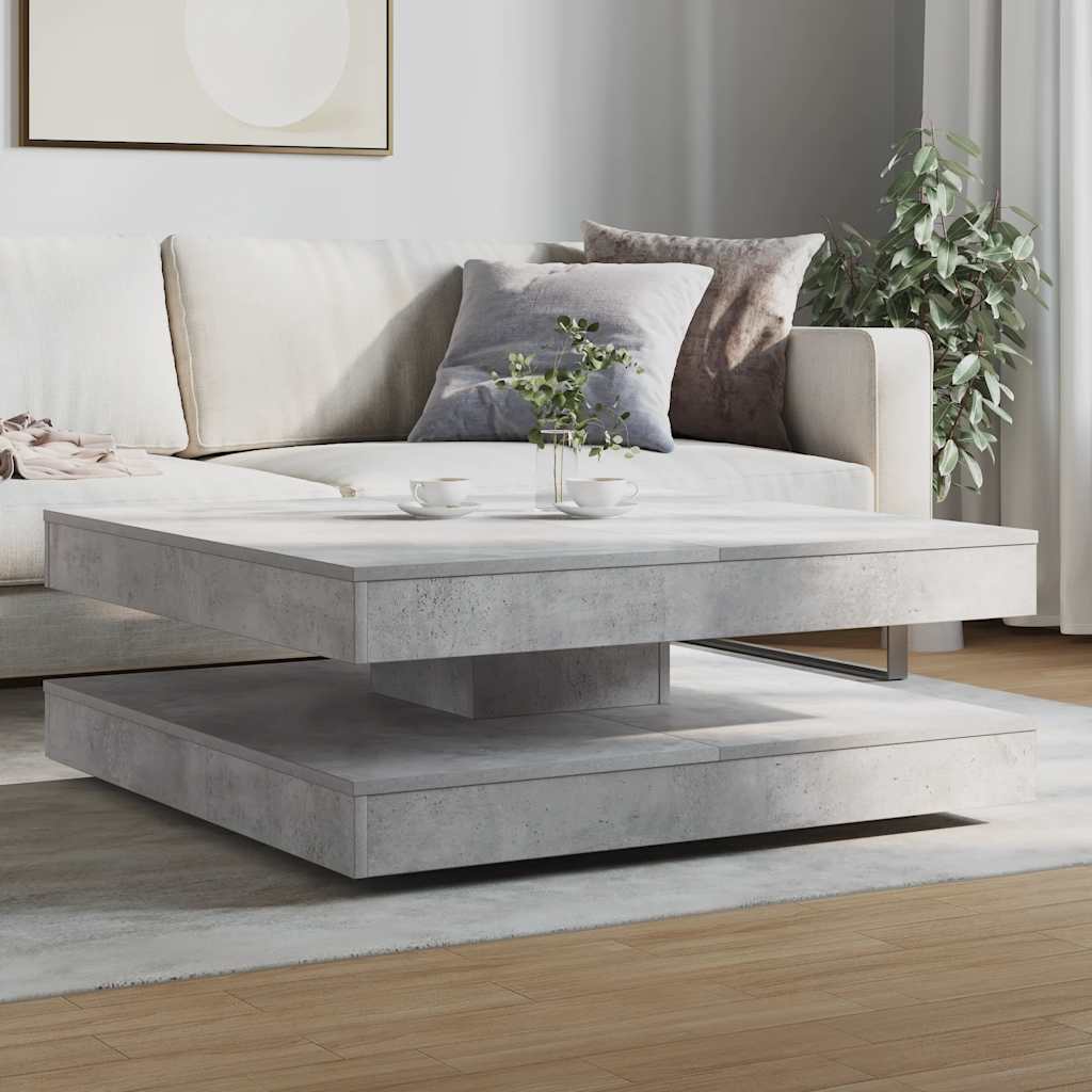 vidaXL konferenčný stolík otočný o 360 stupňov betón sivý 90x90x34,5cm