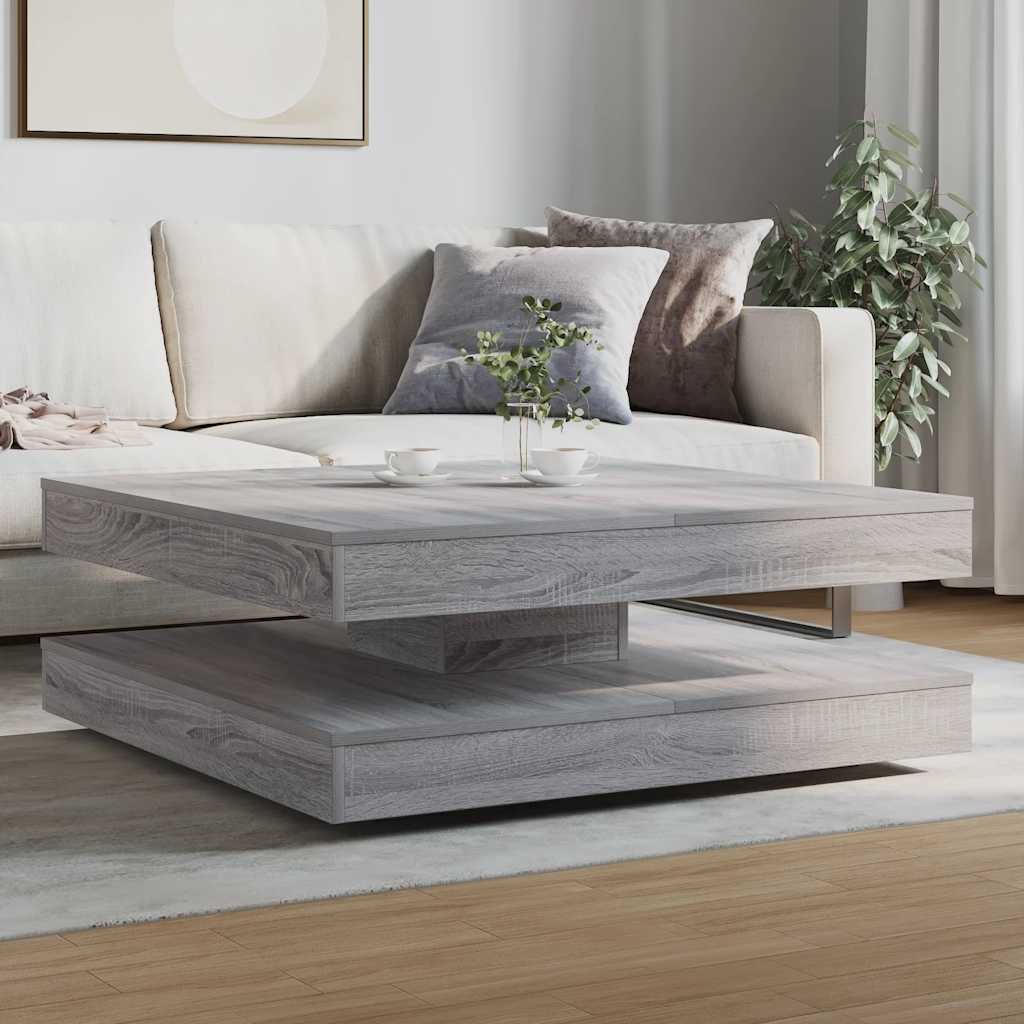 vidaXL szürke sonoma dohányzóasztal 360 fokban forgatható 90x90x34,5cm