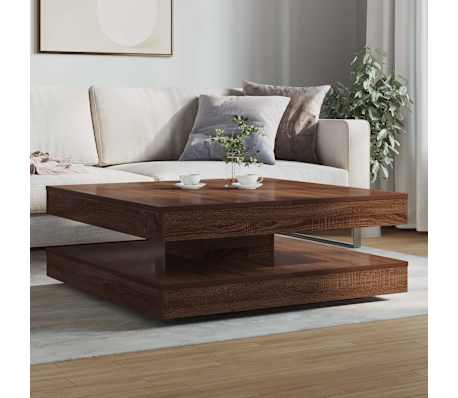 vidaXL Salontafel 360 graden draaibaar 90x90x34,5 cm bruin eikenkleur